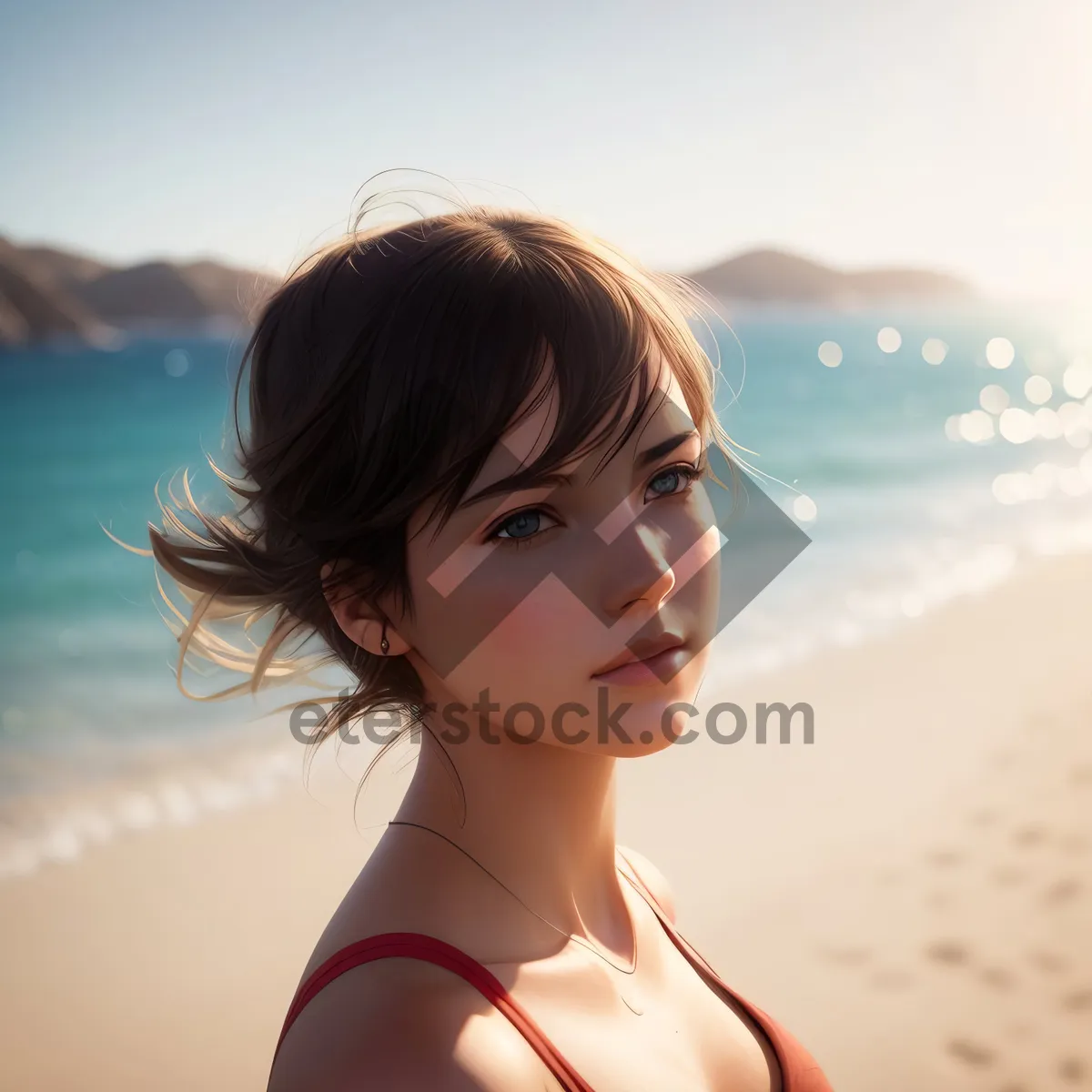 Picture of Stunning Beach Babe in Bikini, Enjoying Summer