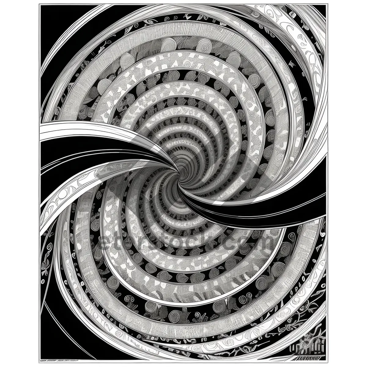 Picture of Coil Structure: Maze of Textured Patterns and Graphic Designs with Circular Motion
