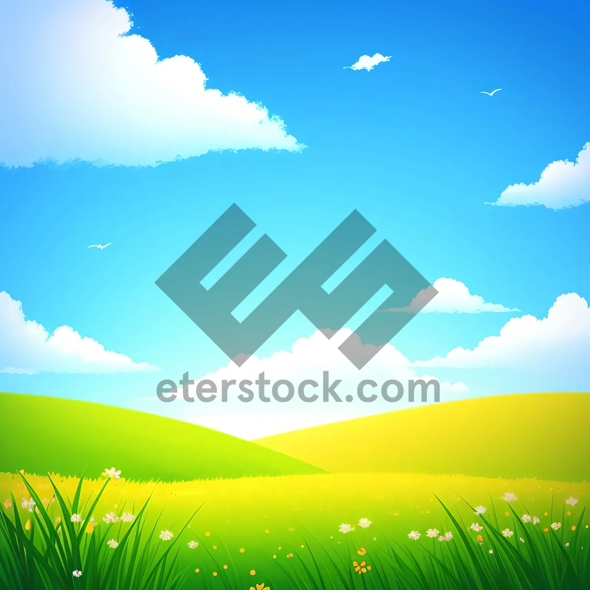 Picture of Vibrant Summer Meadow Under Clear Blue Skies