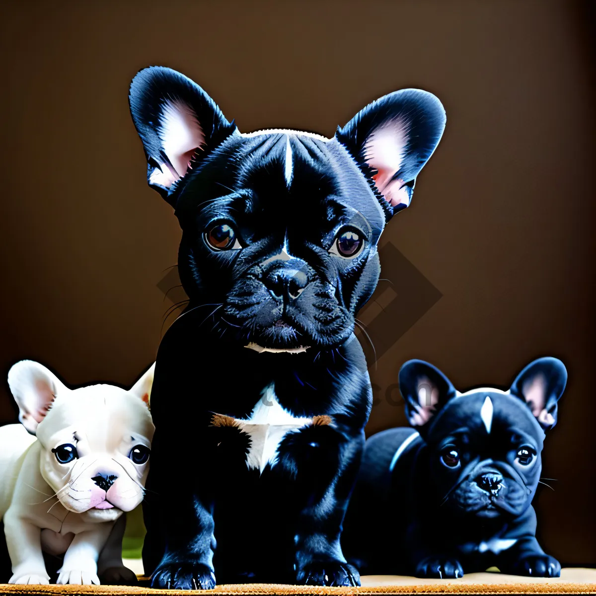 Picture of Cute Bulldog Piggy Bank - Adorable Studio Portrait of Pet Canine