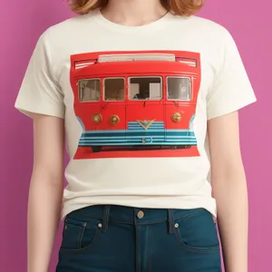 Smiling model in casual jersey shirt with camera