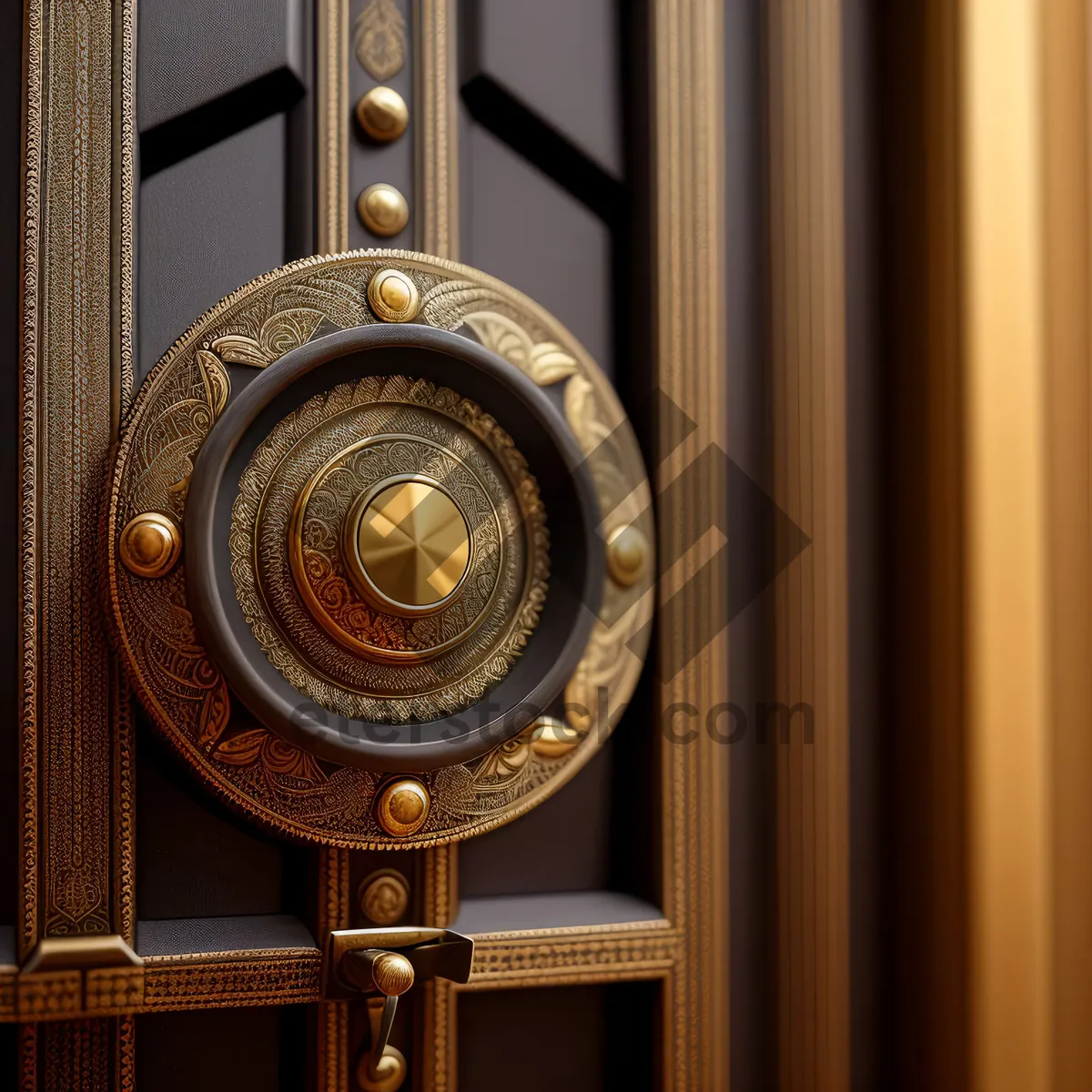 Picture of Antique Metal Door Knob: Vintage Wood and Metal Lock