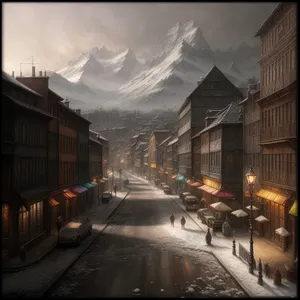 Snowy Urban Night- Winter Wonderland Cityscape