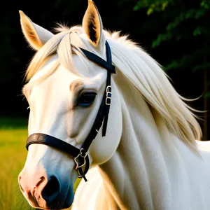 Majestic Thoroughbred Stallion in Rural Grass Field