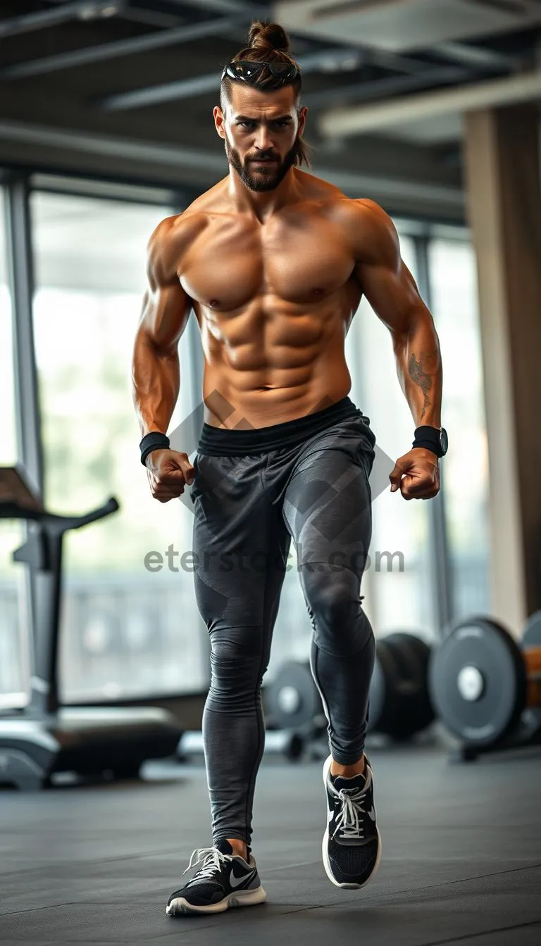 Picture of Attractive male fitness model posing in jeans