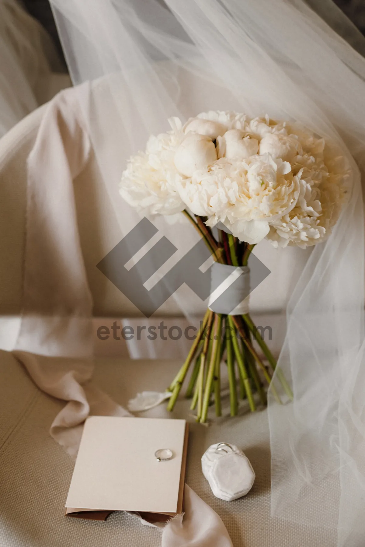 Picture of Elegant bride and groom celebrating love on wedding day.