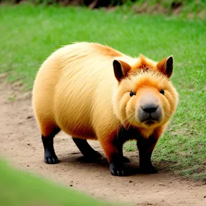 Farm Piggy Bank Grazing in Field