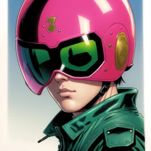 Illustrated Boy wearing Goggles and Helmet