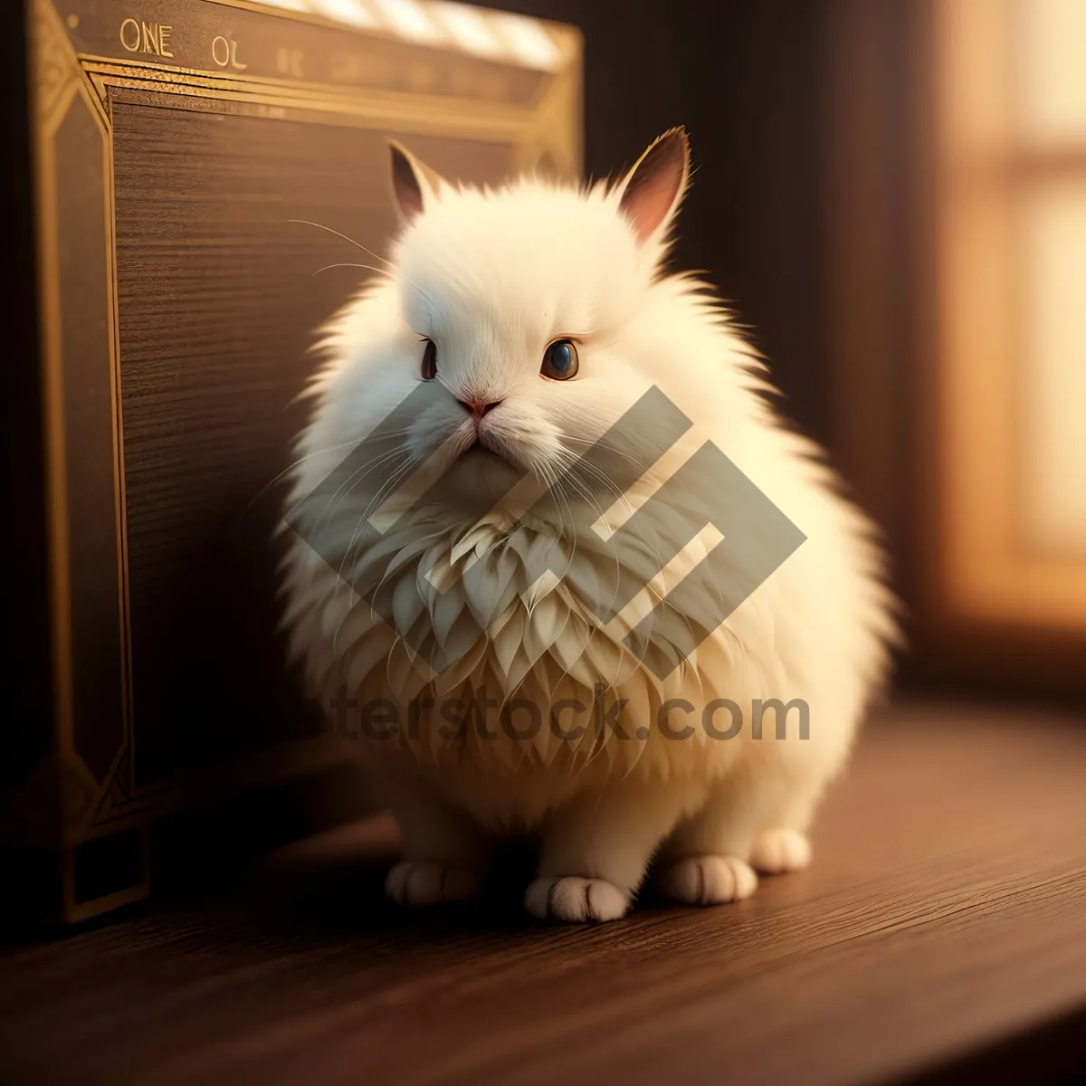 Picture of Cute Fluffy Kitty with Curious Eyes on Windowsill