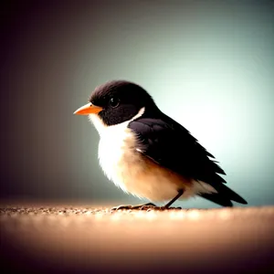 Black-winged bird perched on tree branch