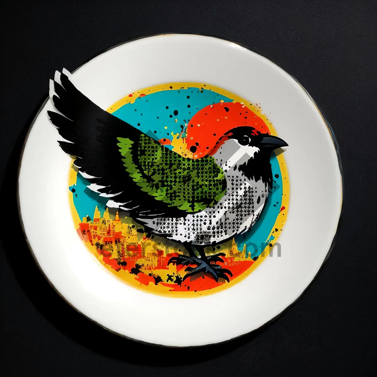 Picture of Container Button: Round Icon Cup on Black Plate