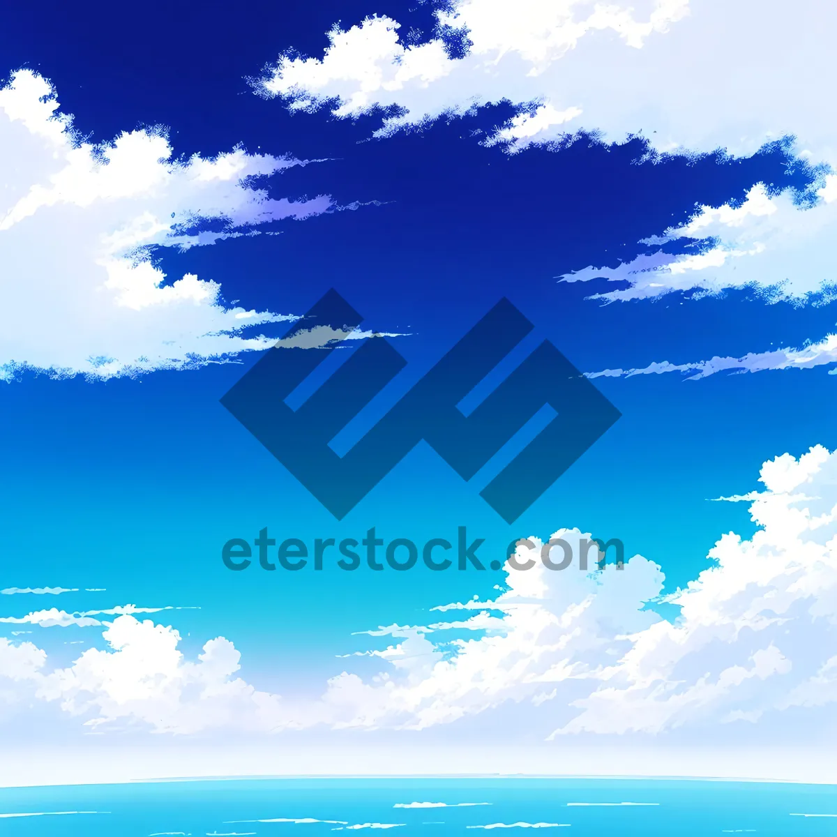 Picture of Serene Summer Sky with Fluffy Clouds