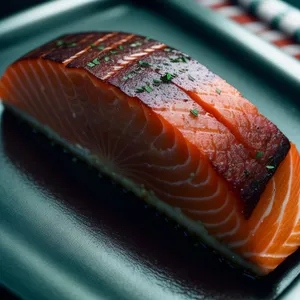 Delicious Gourmet Sushi with Fresh Salmon
