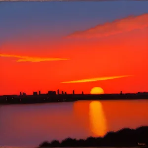 Golden Horizon: Majestic Sunset over the Sea