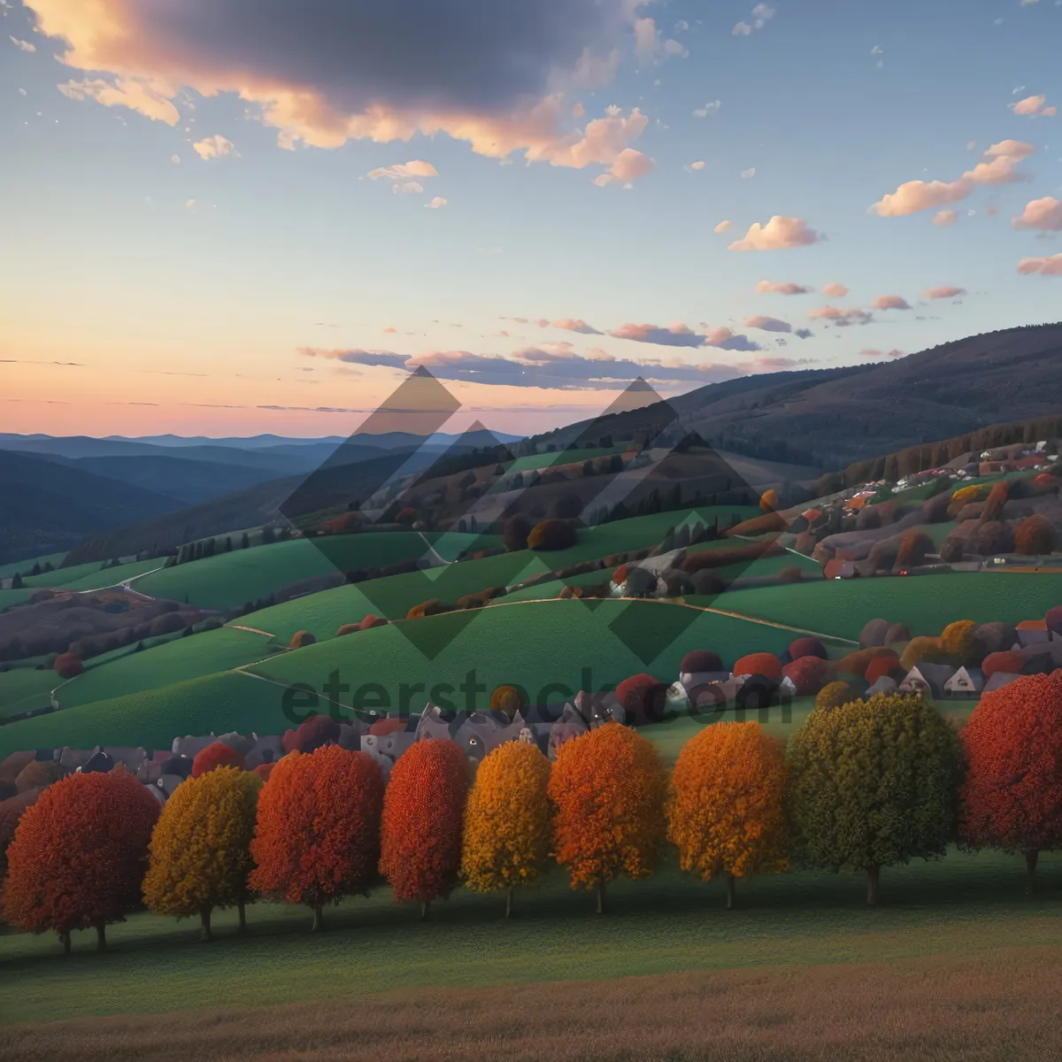 Picture of Autumn Harvest in Rural Farm Field