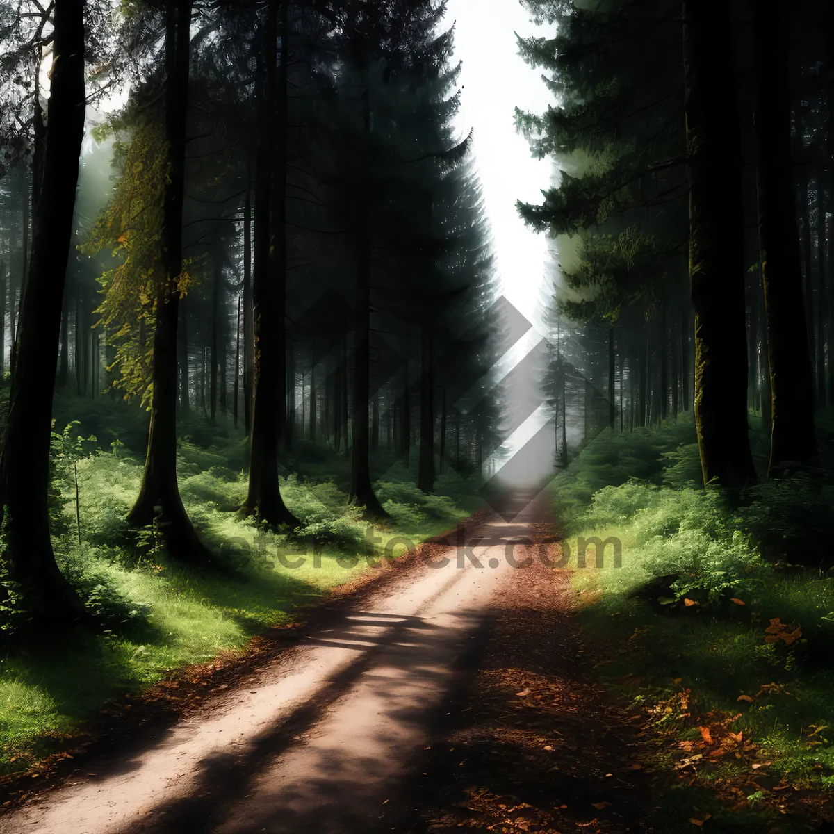 Picture of Idyllic Sunlit Path through Serene Forest