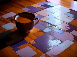 Hot Black Coffee in Porcelain Cup on Table