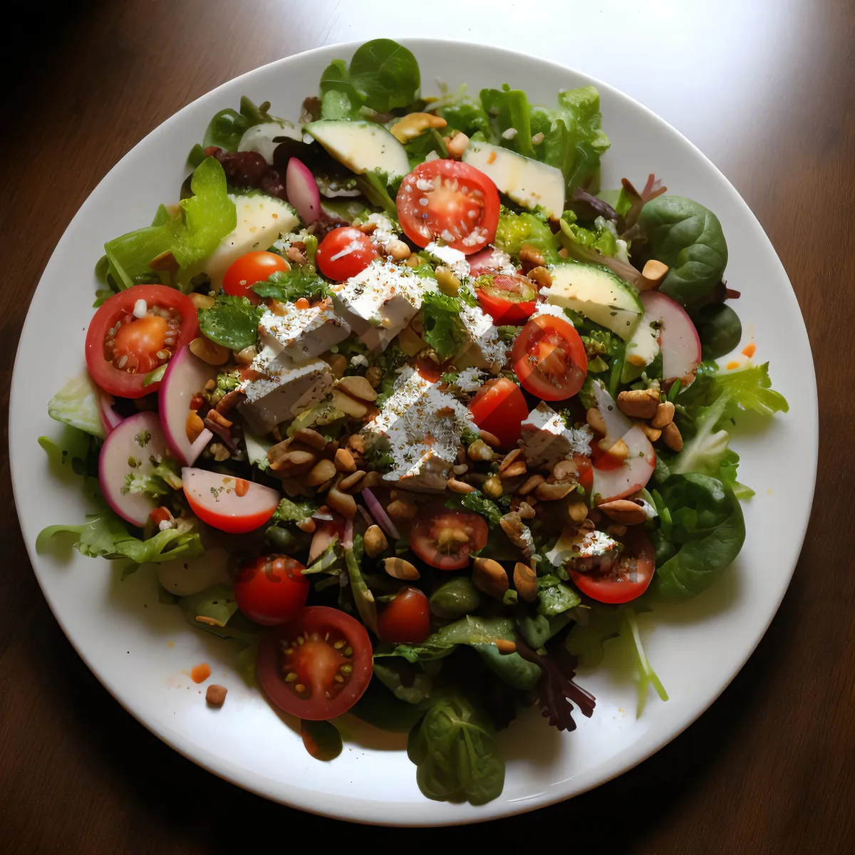 Picture of Fresh Salad with Grilled Vegetables and Cheese