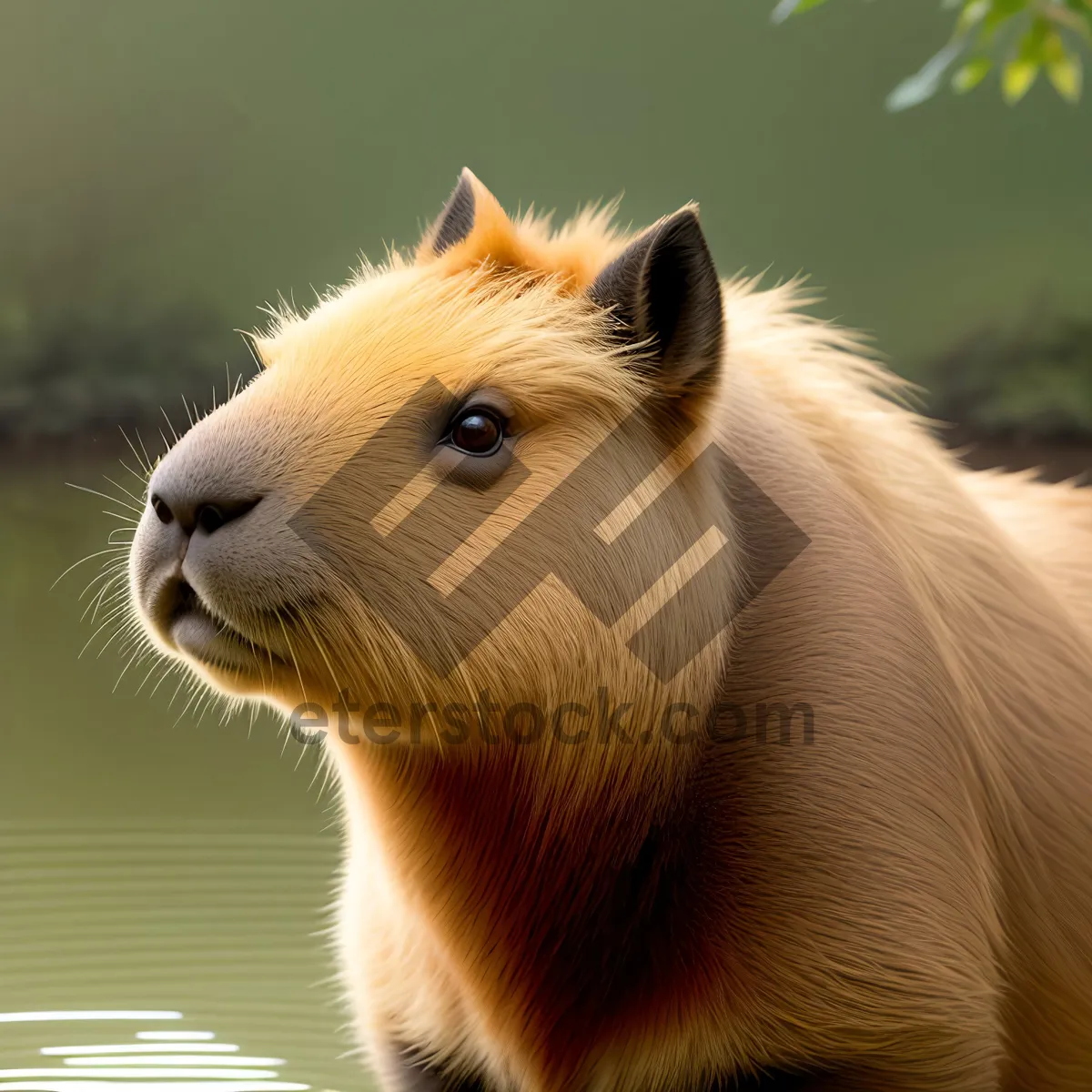 Picture of Fluffy Brown Portrait of Cute Guinea Pig