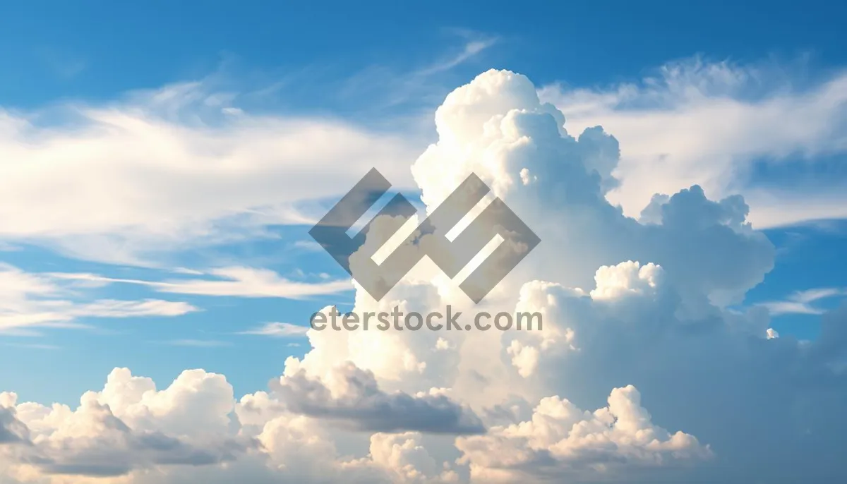 Picture of Vibrant Sunny Sky Landscape with Fluffy Clouds