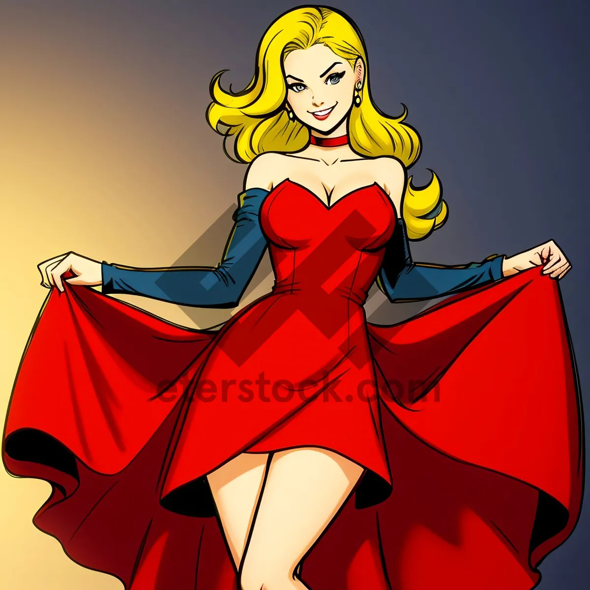 Picture of Cartoon Man Cape Artwork - Dynamic Superhero Illustration