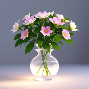 Colorful Floral Bouquet in Pink Vase