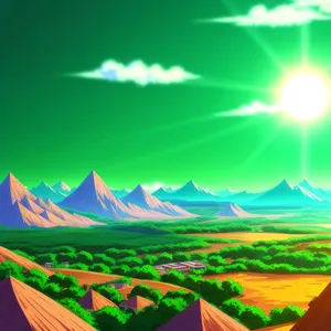 Summer Sky - Artistic Landscape with Sun and Tree