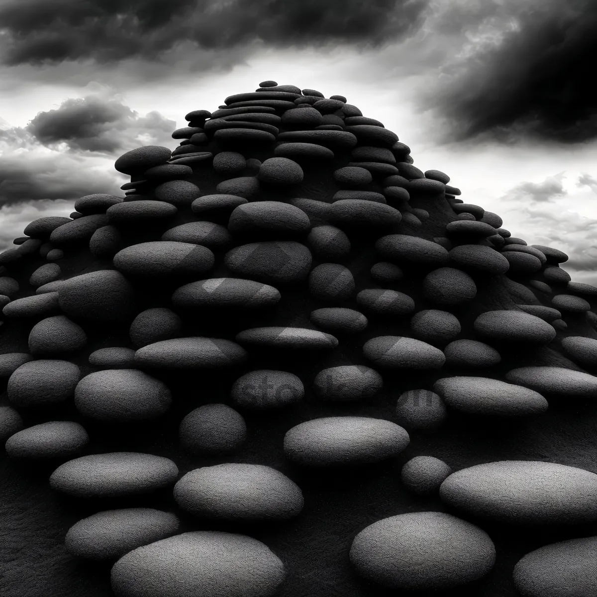 Picture of Harmonious Stacked Pebbles on Beach