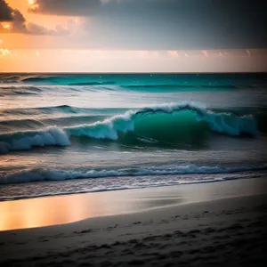 Serene Coastal Sunset on Tropical Island