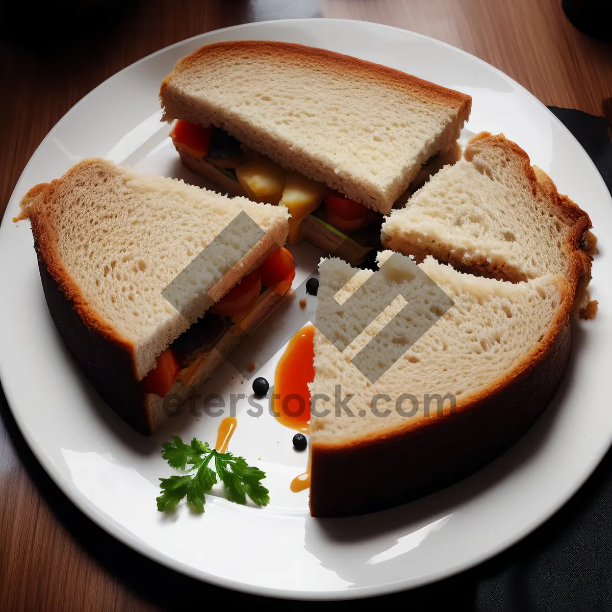 Picture of Delicious cake slice with creamy frosting for dessert.