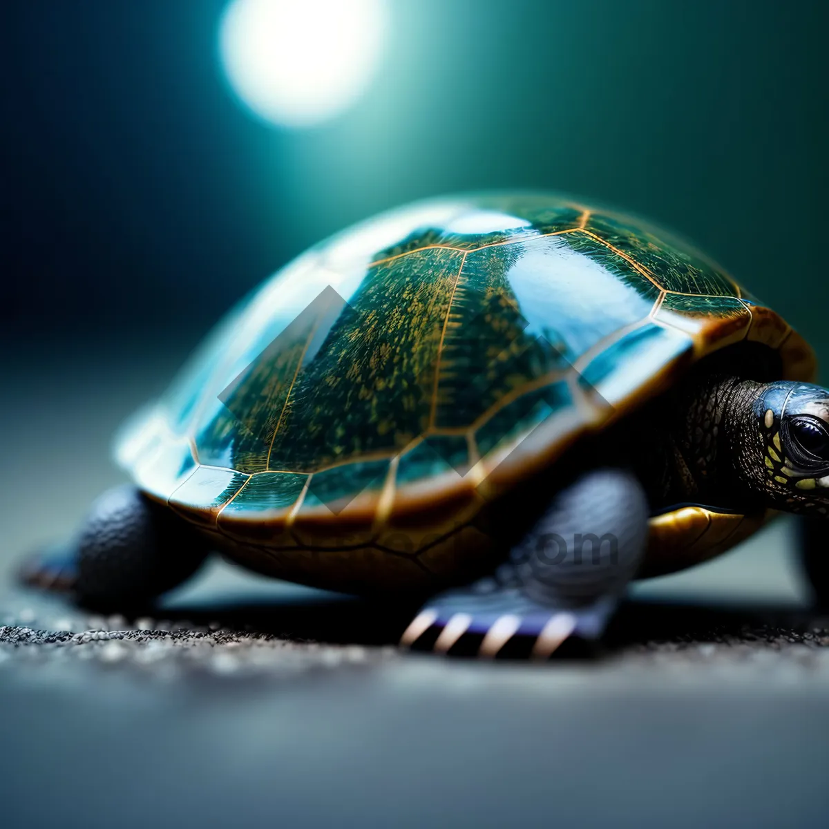 Picture of Cute Mud Turtle: Slow and Hard-shelled Reptile with Protection