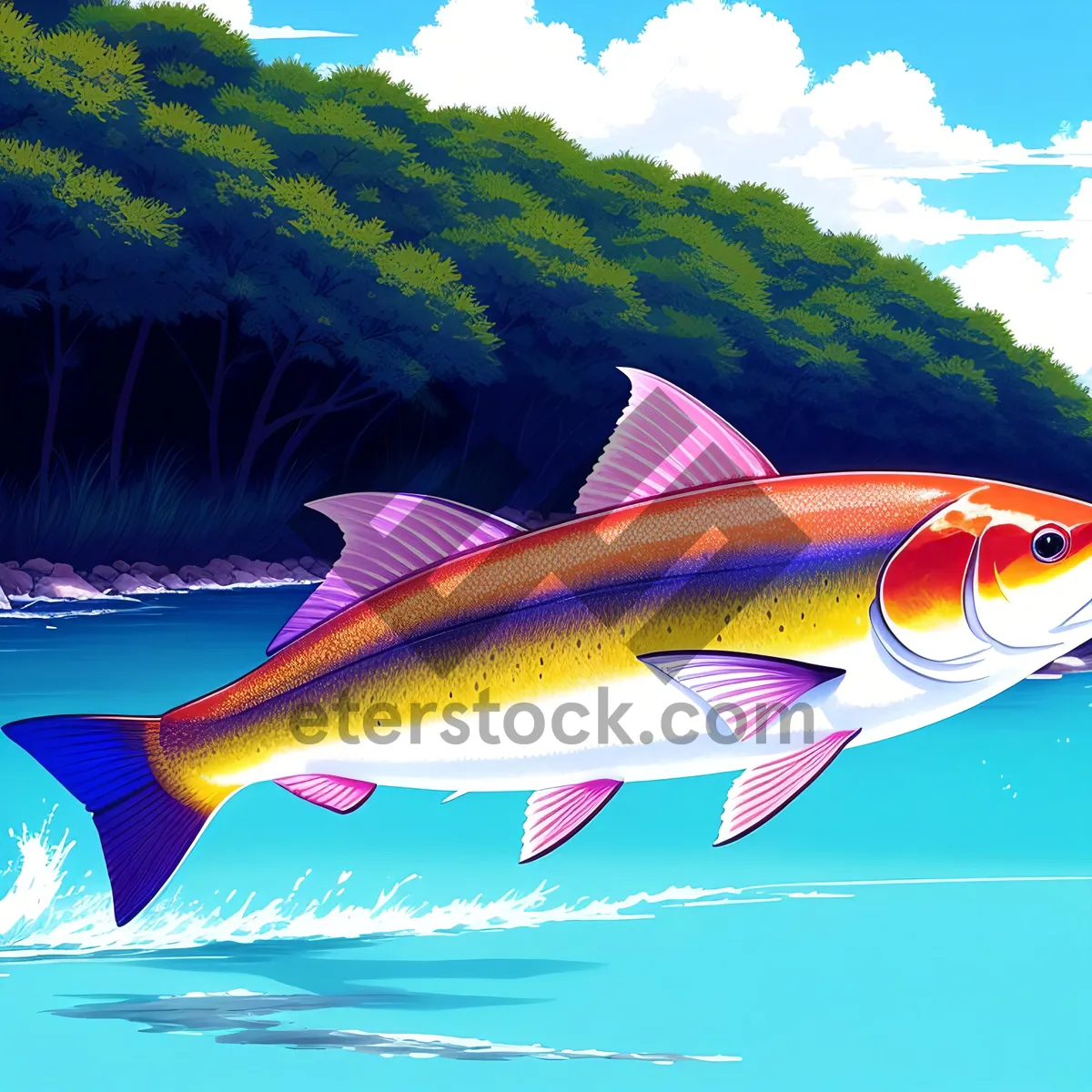 Picture of Colorful Reef Fish Swimming in the Ocean