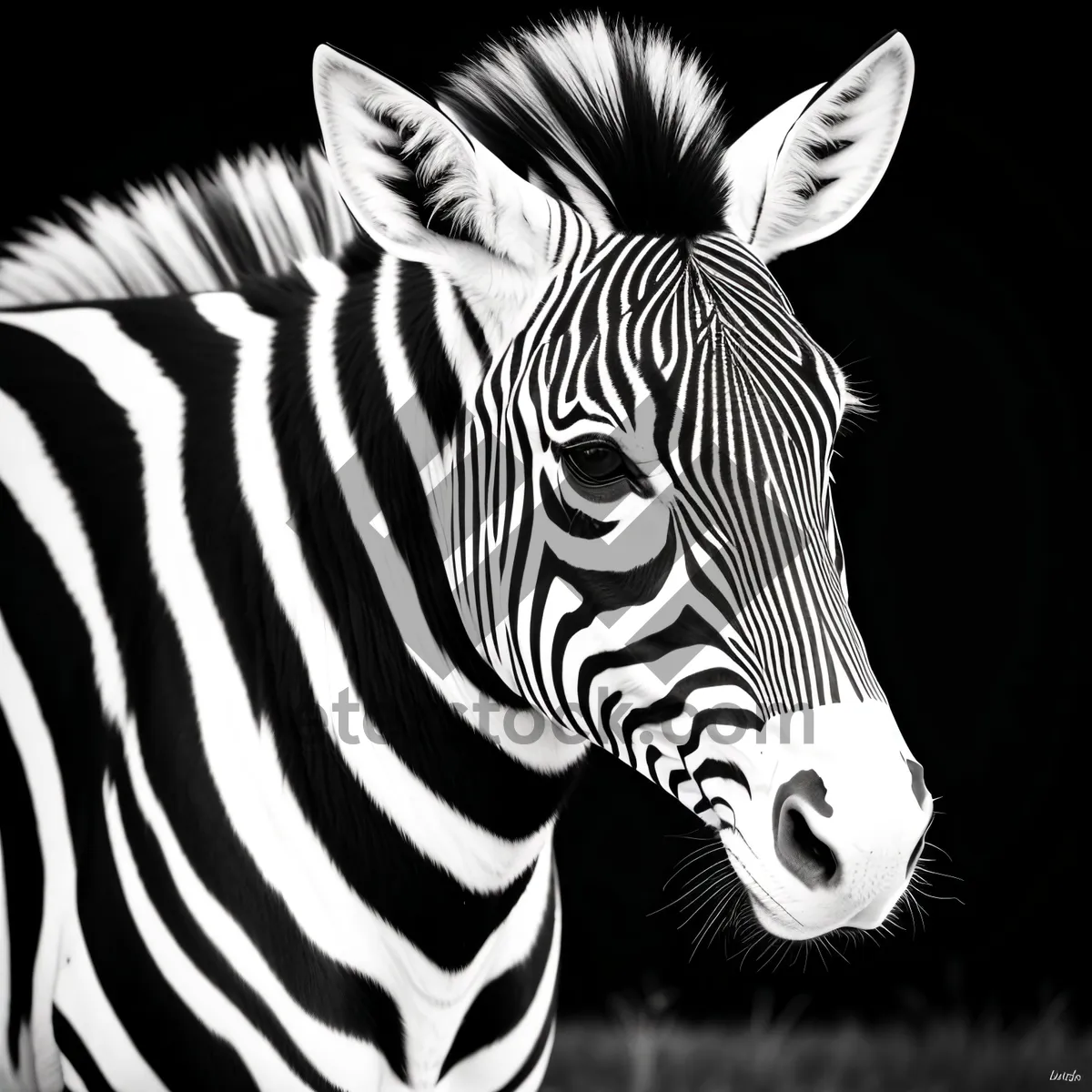 Picture of Striped Zebra Grazing in the African Wilderness