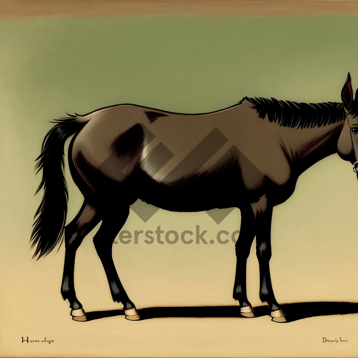 Picture of Stunning Silhouette of Majestic Thoroughbred Stallion in Bridle