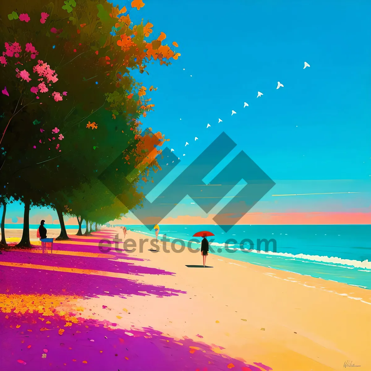 Picture of Serenity by the Shore: Majestic Sunset Over Tropical Beach