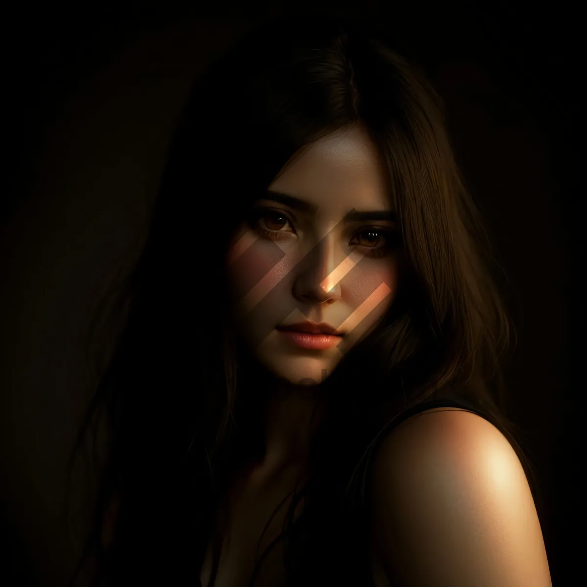 Picture of Attractive woman with sensual expression and elegant hairstyle.