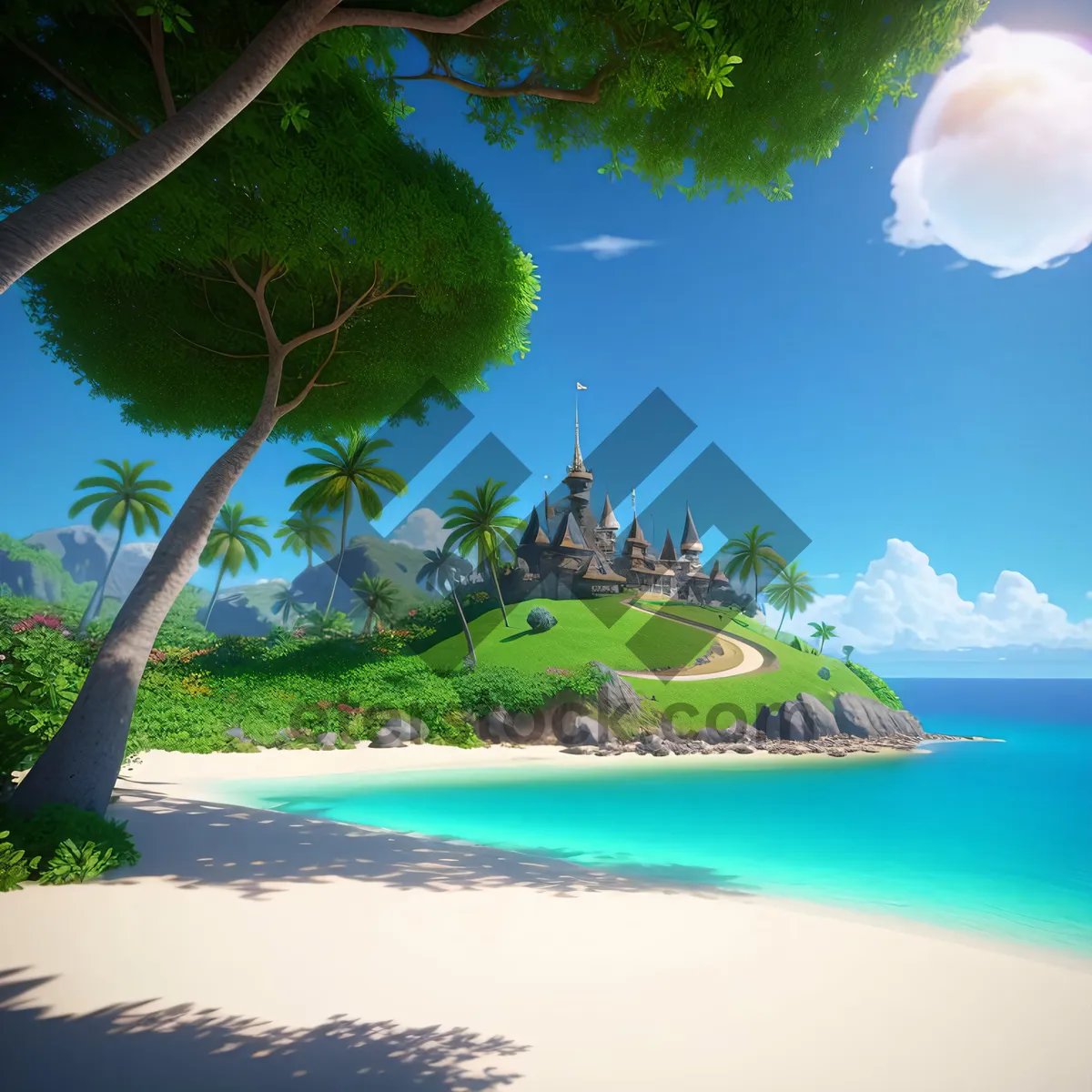 Picture of Tranquil Tropical Paradise Beachscape with Turquoise Water