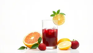 Refreshing Citrus Fruit Tea in Glass with Lemon Slice