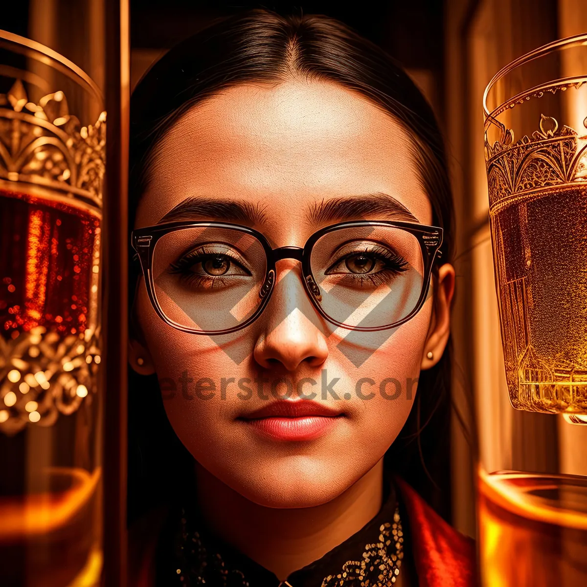 Picture of Elegant Lady Enjoying Red Wine in Stylish Setting