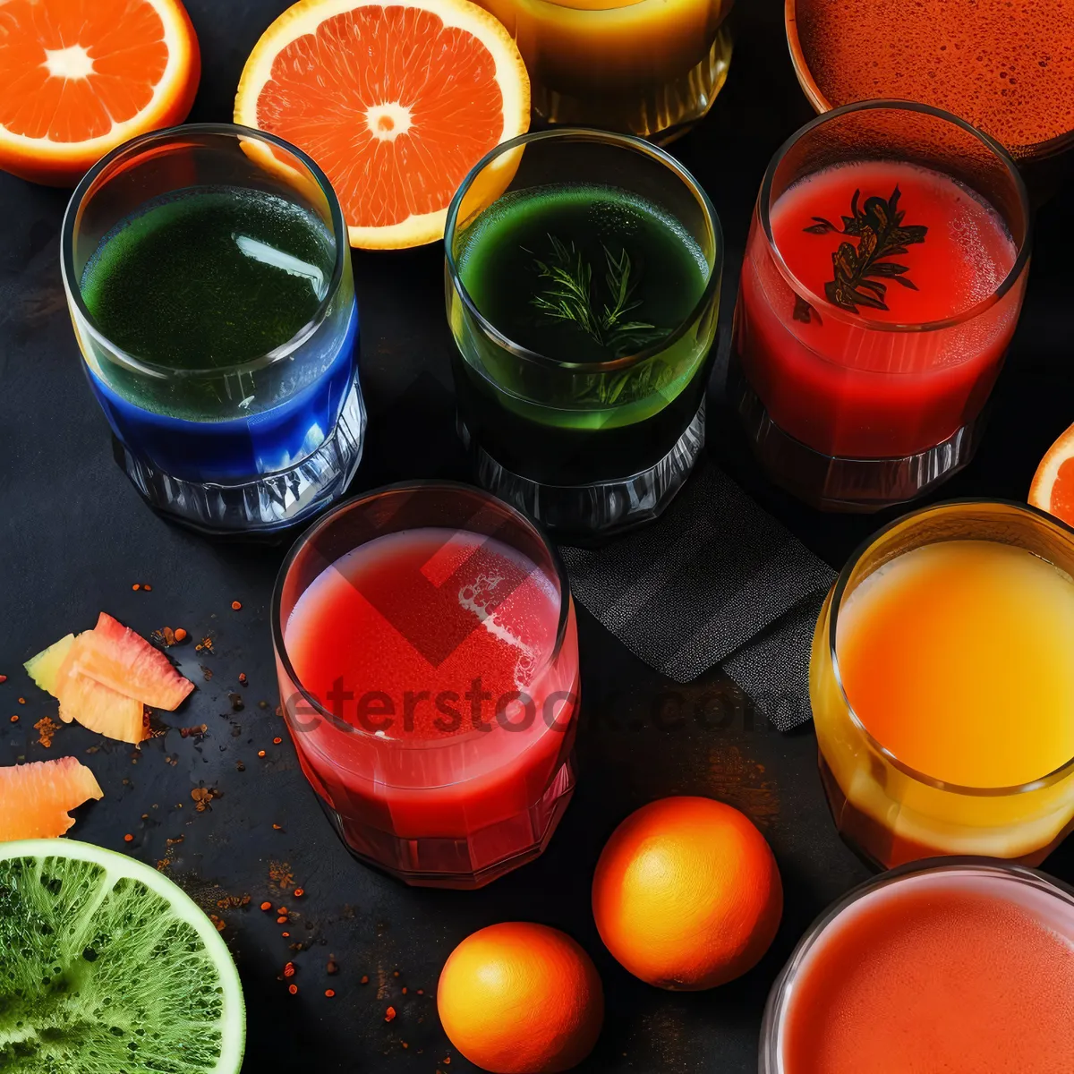 Picture of Colorful orange drink in vessel bowl cup.