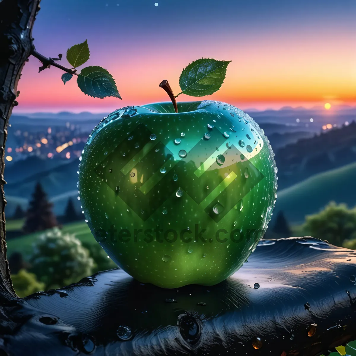 Picture of Juicy Granny Smith apples, fresh and delicious fruit