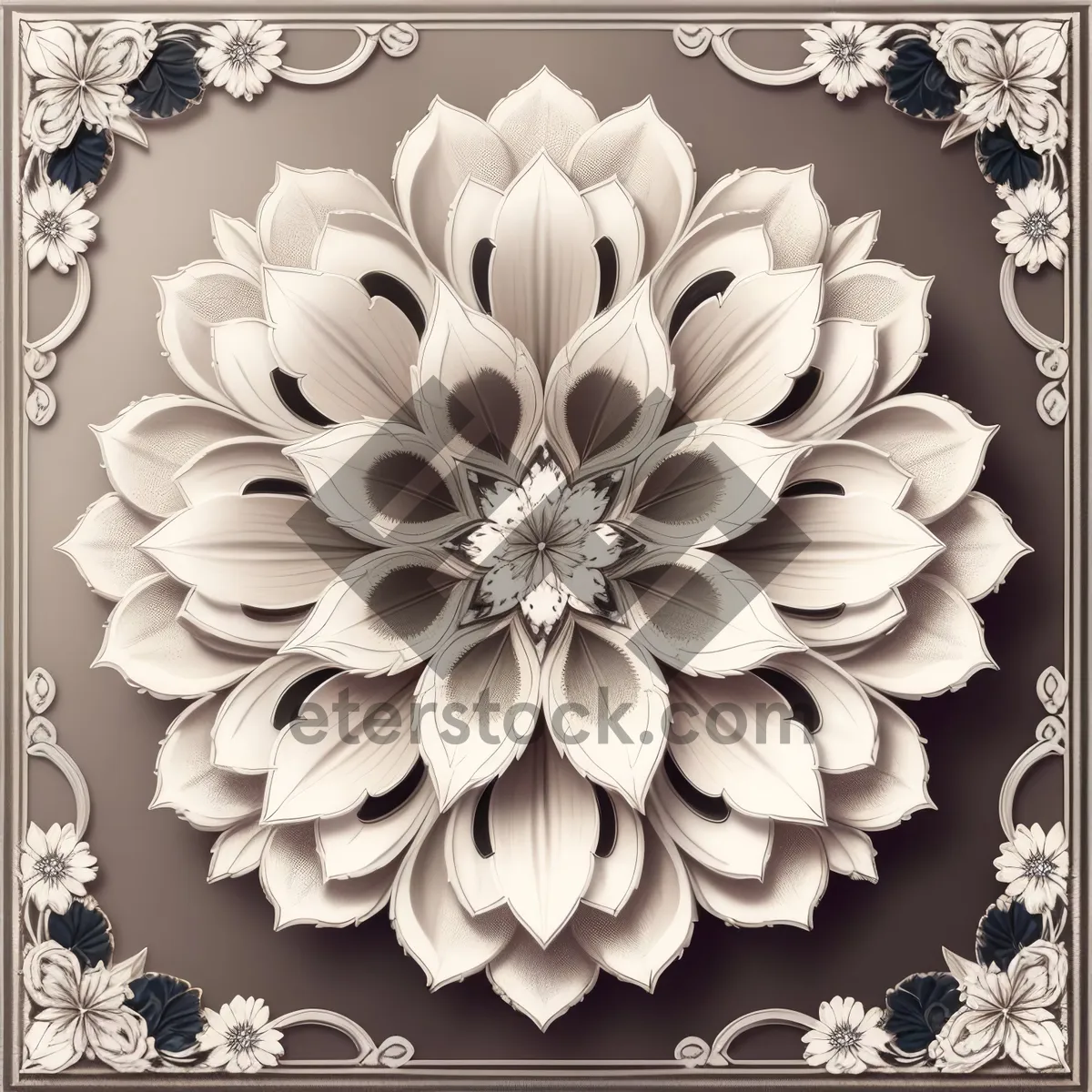 Picture of Floral Retro Damask Seamless Wallpaper Design
