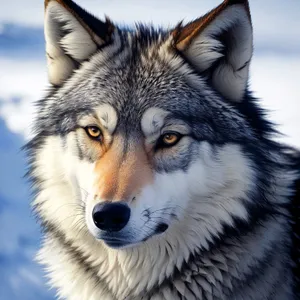 Fierce Gaze: Majestic Timber Wolf in the Wild