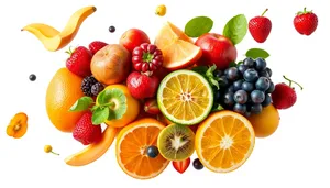 Assorted Fresh Fruits and Vegetables Display at Market