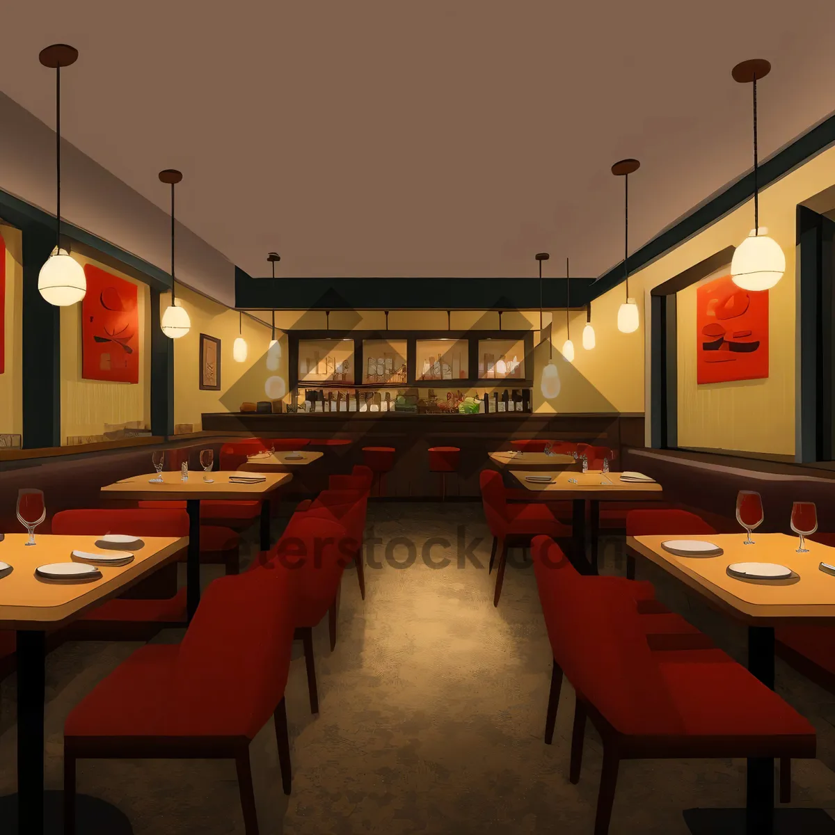 Picture of Modern Restaurant Interior Design - Luxury Cafe Decor