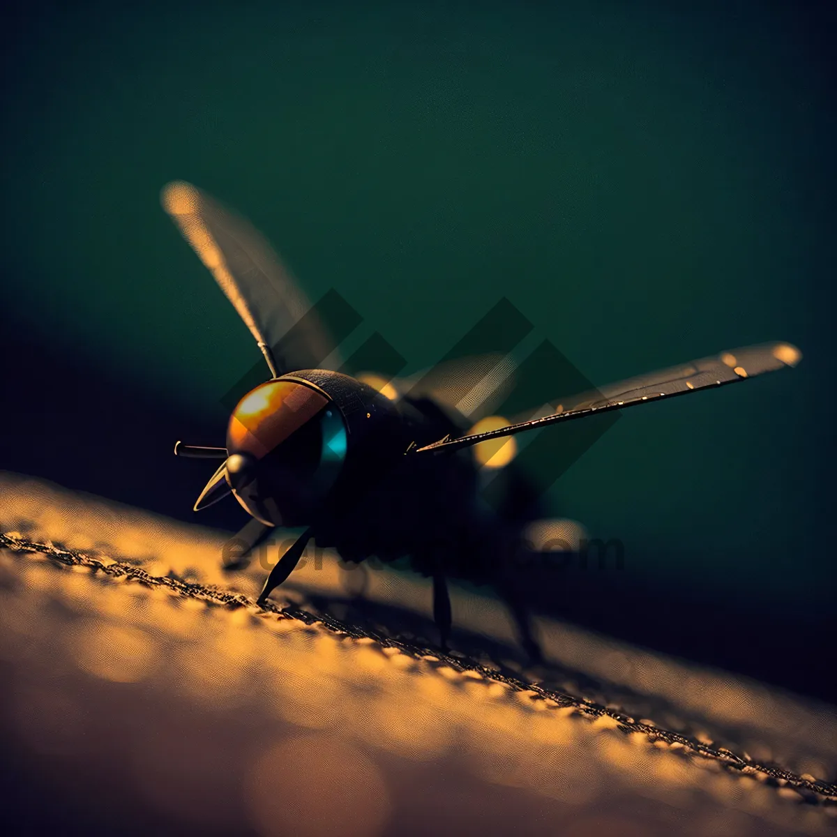 Picture of Summer Garden Insect Close-Up: Vibrant Mosquito on Leaf