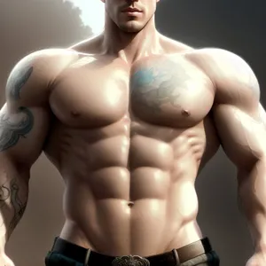 Muscular Male Model Flexing Torso: Powerful & Attractive