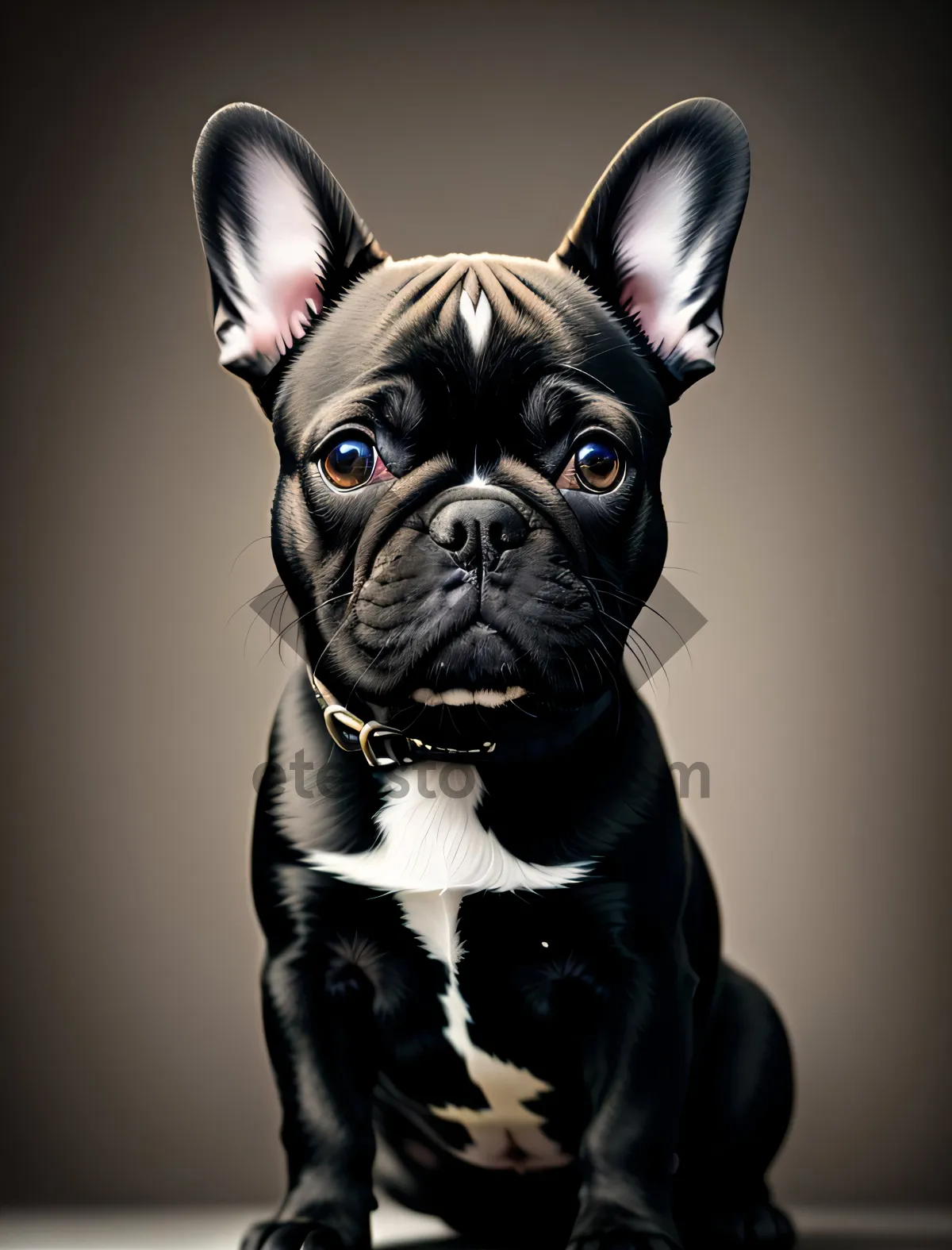 Picture of Cute Bulldog Puppy in Studio Portrait