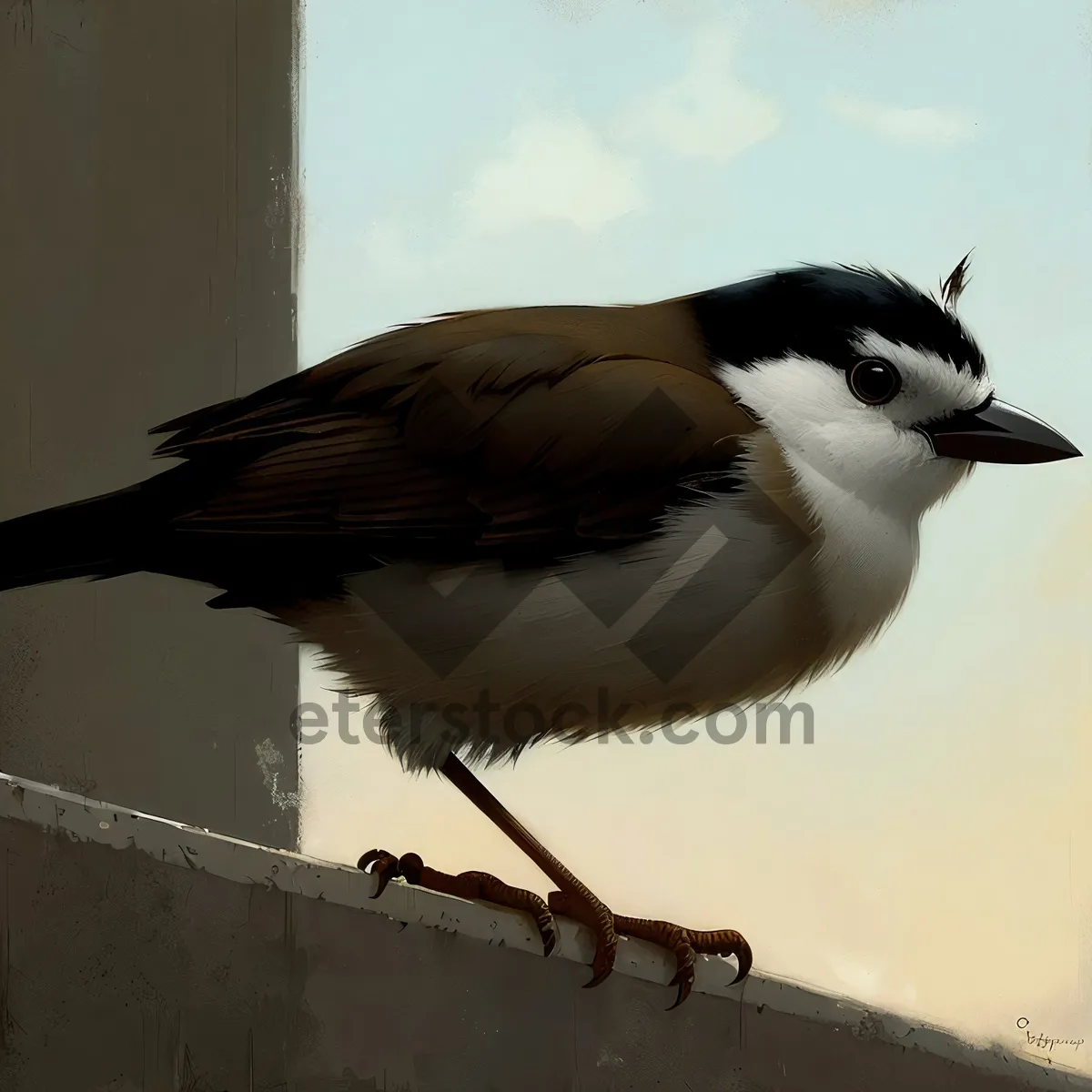 Picture of Coastal Gull Perched on Tree Branch