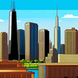 Iconic Urban Skyline: Modern Business District and Tall Skyscrapers